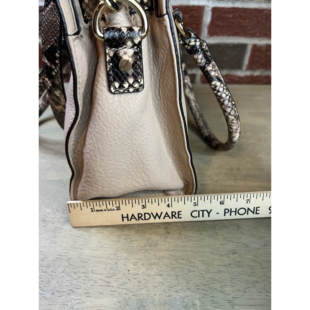 Michael Kors Hamilton Satchel Handbag Snakeskin Nude Leather Purse - Picture 8 of 9